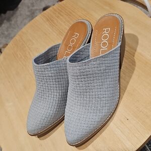 Roolee Light Gray Woven Mules